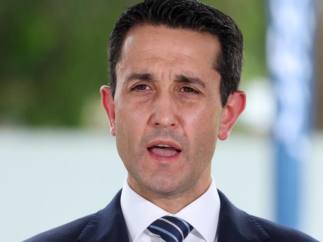 Premier David Crisafulli during a media conference at the site a new housing development in Capalaba. Picture: Liam Kidston