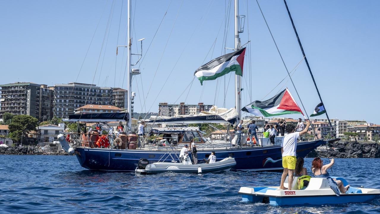 The Madleen departing Catania, Italy on June 1. Picture: Fabrizio Villa/Getty Images