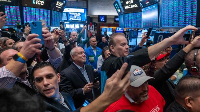 The mid-December trough in Aussie shares suggests the Santa Claus rally has arrived right on cue. Picture: Spencer Platt/AFP