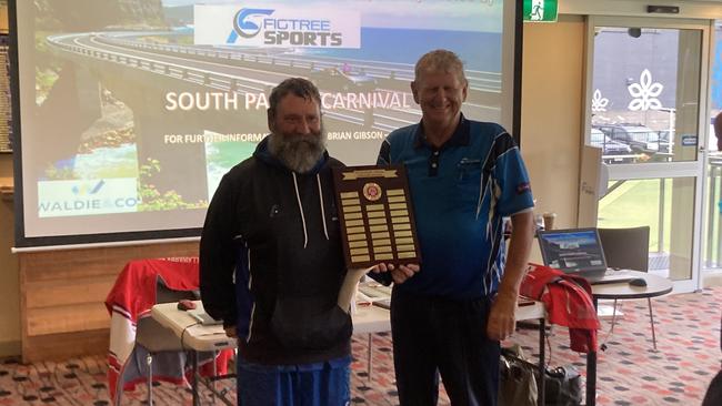 Mark Hobill and Peter Thelan were victorious in the pairs event at the South Pacific Carnival. Photo: Kevin Merrigan