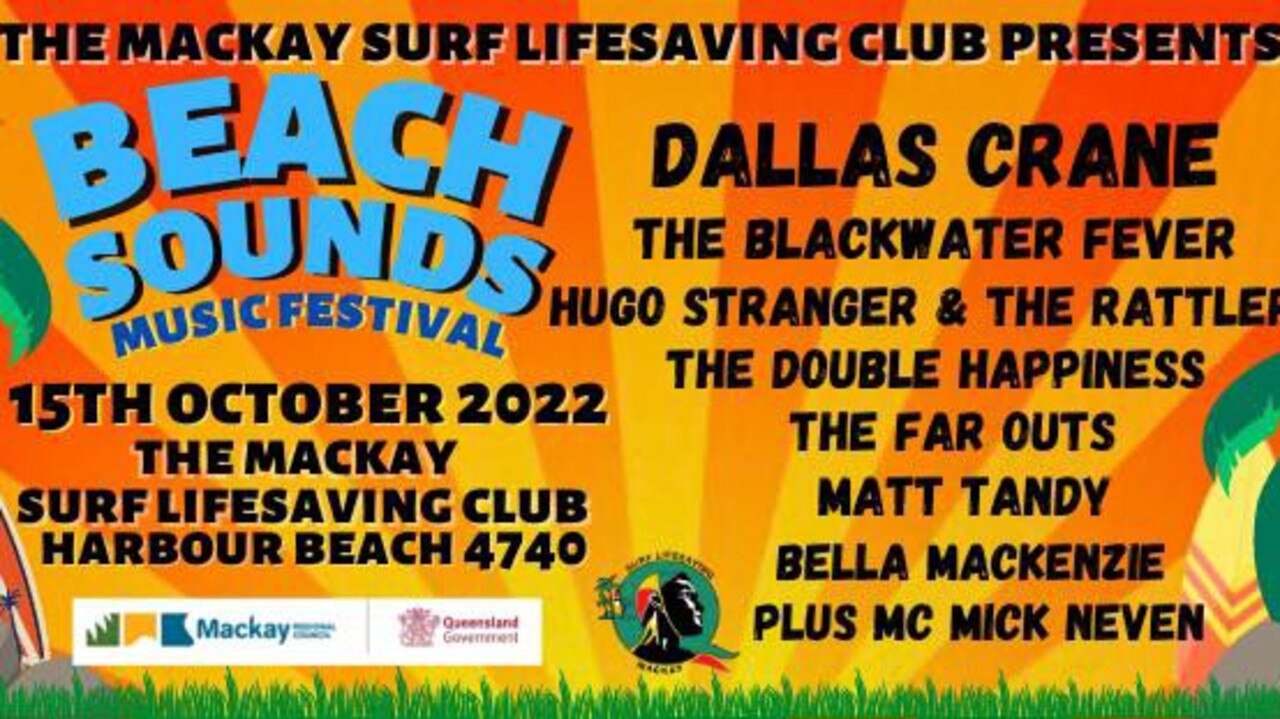 Beach Sounds is an outdoor live music festival at The Surf Club Mackay featuring live music, comedy, art installation, and food vans.