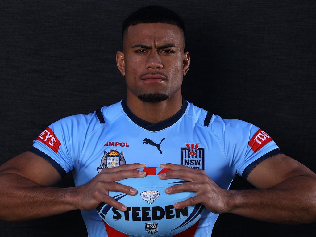 SYDNEY, AUSTRALIA – JUNE 18: Stephen Crichton of the Blues poses during a New South Wales Blues State of Origin squad media opportunity at NSWRL Centre of Excellence on June 18, 2024 in Sydney, Australia. (Photo by Jason McCawley/Getty Images)