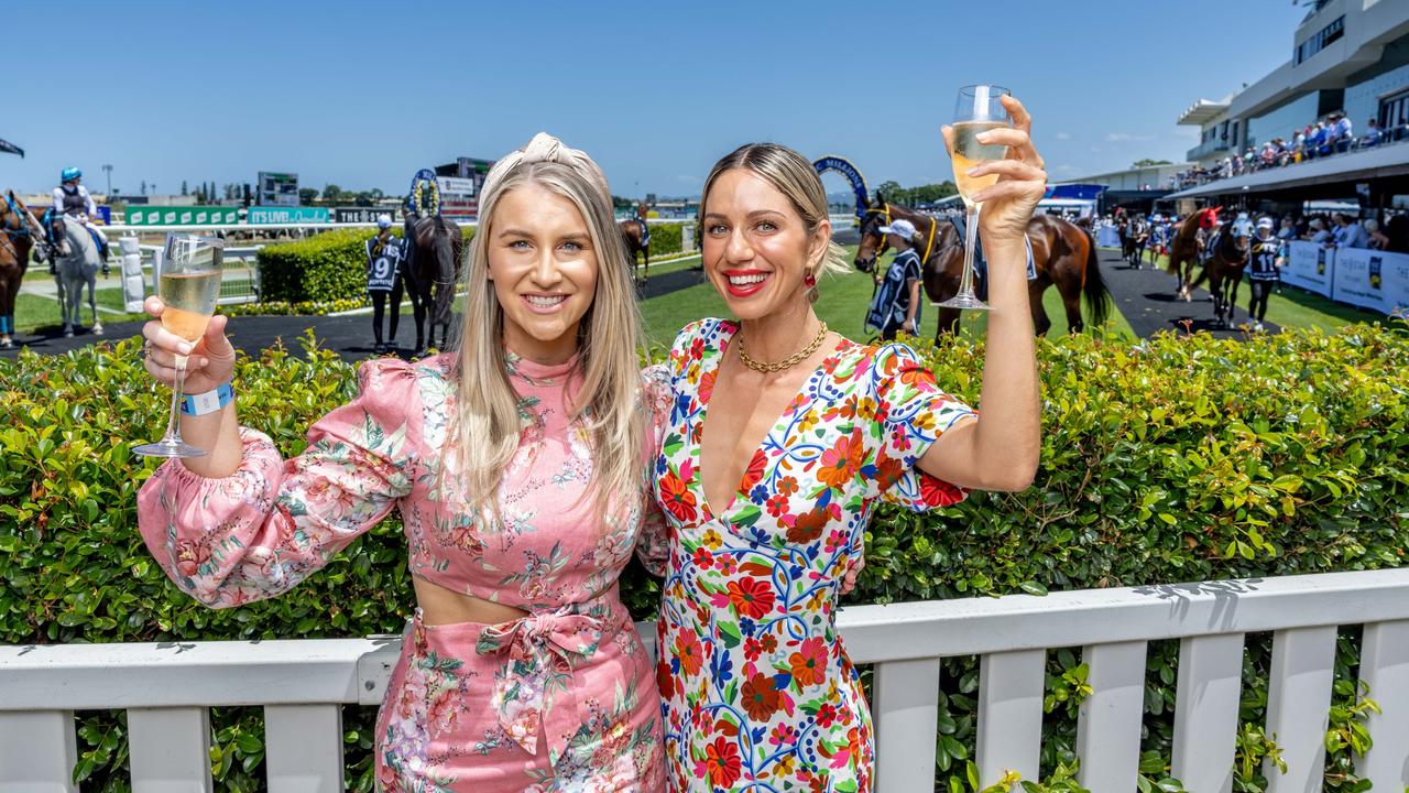 Emma Wharton and Nina Hoffman at Magic Millions. Picture: Luke Marsden.