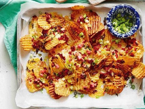 Baked cheesy bacon and thyme chips.