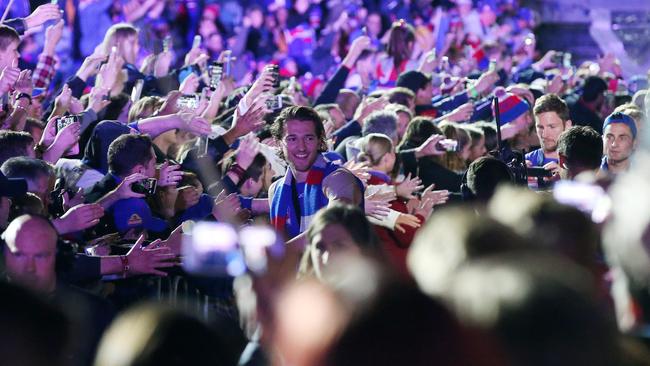 Marcus Bontempelli is a face in the crowd. Picture: Michel Klein