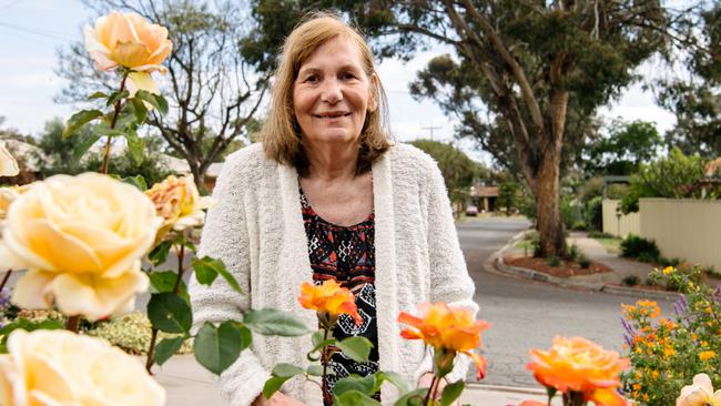 Margaret Jarrett in the garden of her home in Adelaide. Picture: Morgan Sette