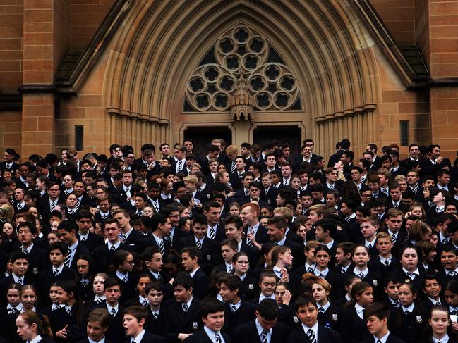 Rosebank College, a Catholic co-ed high school at Five Dock, is celebrating its 150th anniversary this month with a mass at St Mary's Cathedral in the city, Its 1300 students, and staff, will be in a giant photo shoot in the Cathedral forecourt.