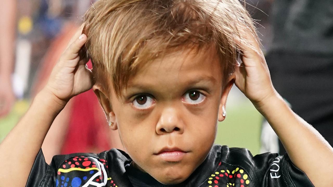 Quaden Bayles, (9), poses for a photograph during the NRL Indigenous All-Stars vs Maori Kiwis match at CBus Super Stadium on the Gold Coast. Picture: Dave Hunt/AAP
