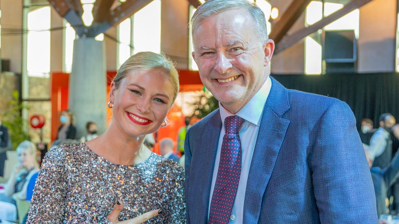 Grace Tame posted this photo with Anthony Albanese. Picture: Instagram/@tamepunk