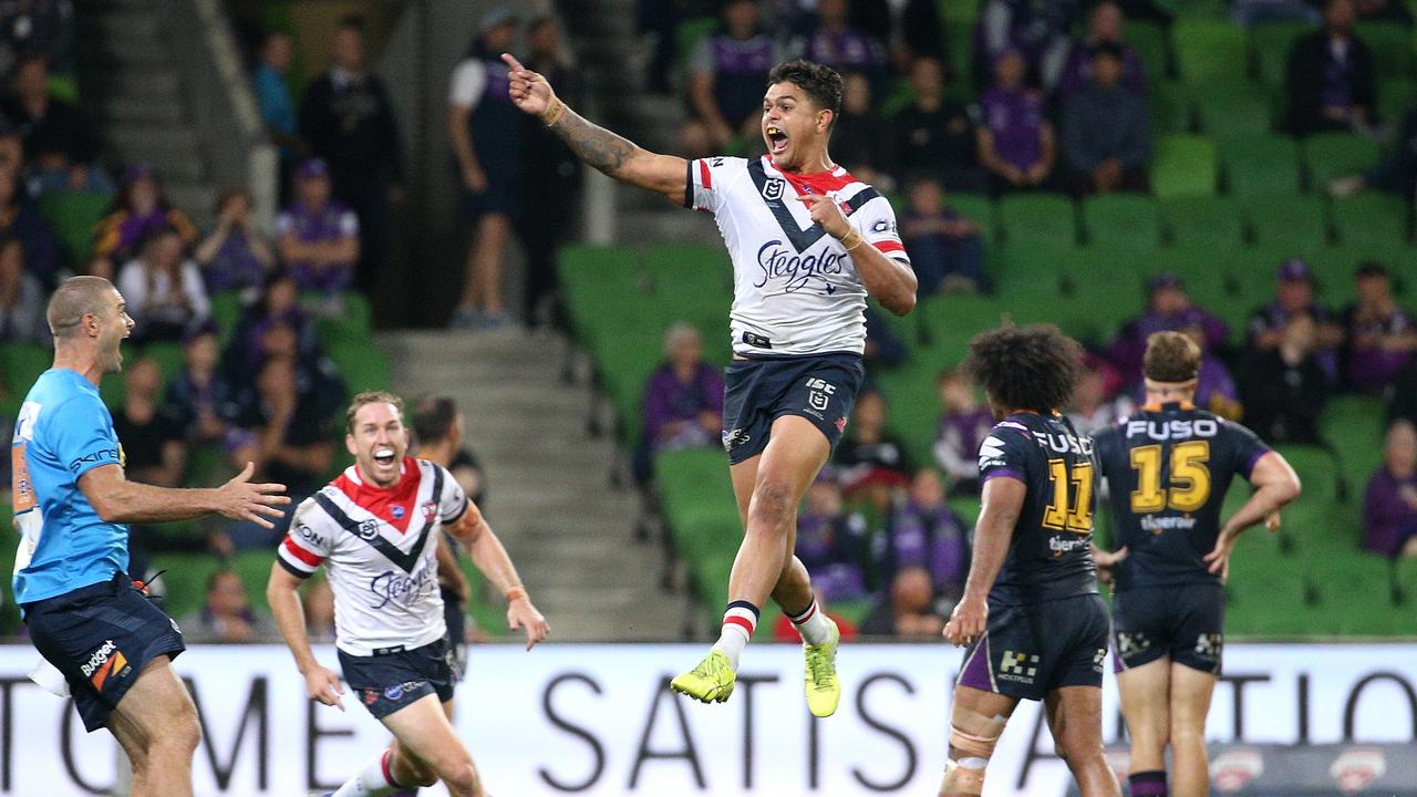 Latrell Mitchell’s golden point match winning field goal was hist first in the NRL. 