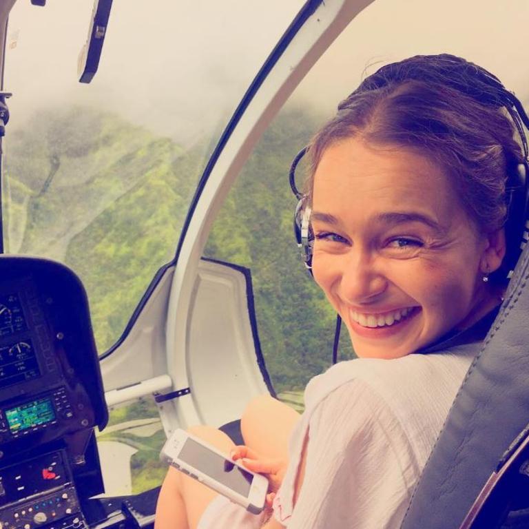 Emilia Clarke in Hawaii, "TOO MUCH JOY TO FIT INTO ONE PHOTO?! Kauai... oh me oh my you sure look perty from way up in the sky..." Picture: Instagram