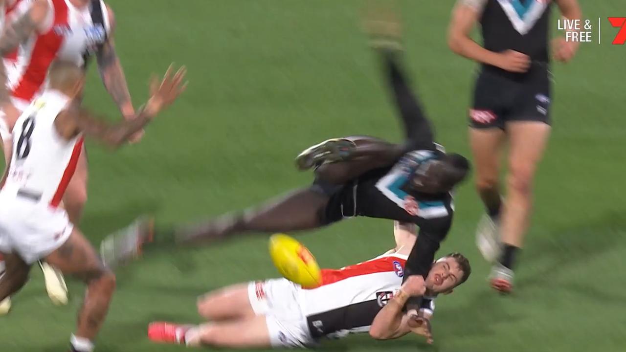 Jack Higgins sling tackle concusses Aliir Aliir at Adelaide Oval in R7