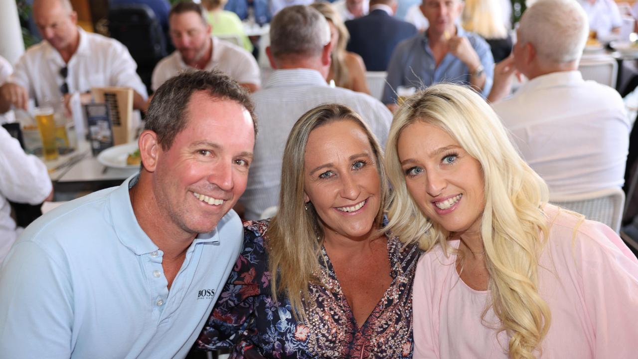 Phillip Weatherley, Sheree Weatherley and Brooke Kelly at the M.O.B Academy Charity Lunch Edgewater Dinner and Lounge Capri on Via Roma for Gold Coast at Large. Picture, Portia Large.