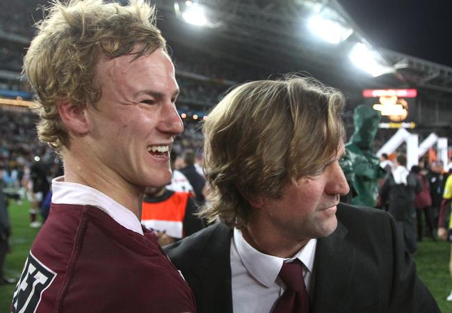 Daly Cherry-Evans with coach Des Hasler after the 2011 NRL grand final.