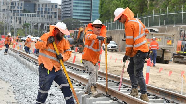 Cross River Rail track works under way at Herston.