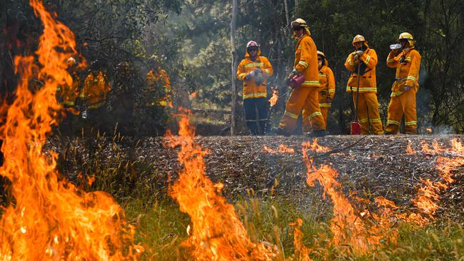 CFA strike teams perform controlled burning west of Corryong ahead of horror conditions this week. Picture: Jason Edwards