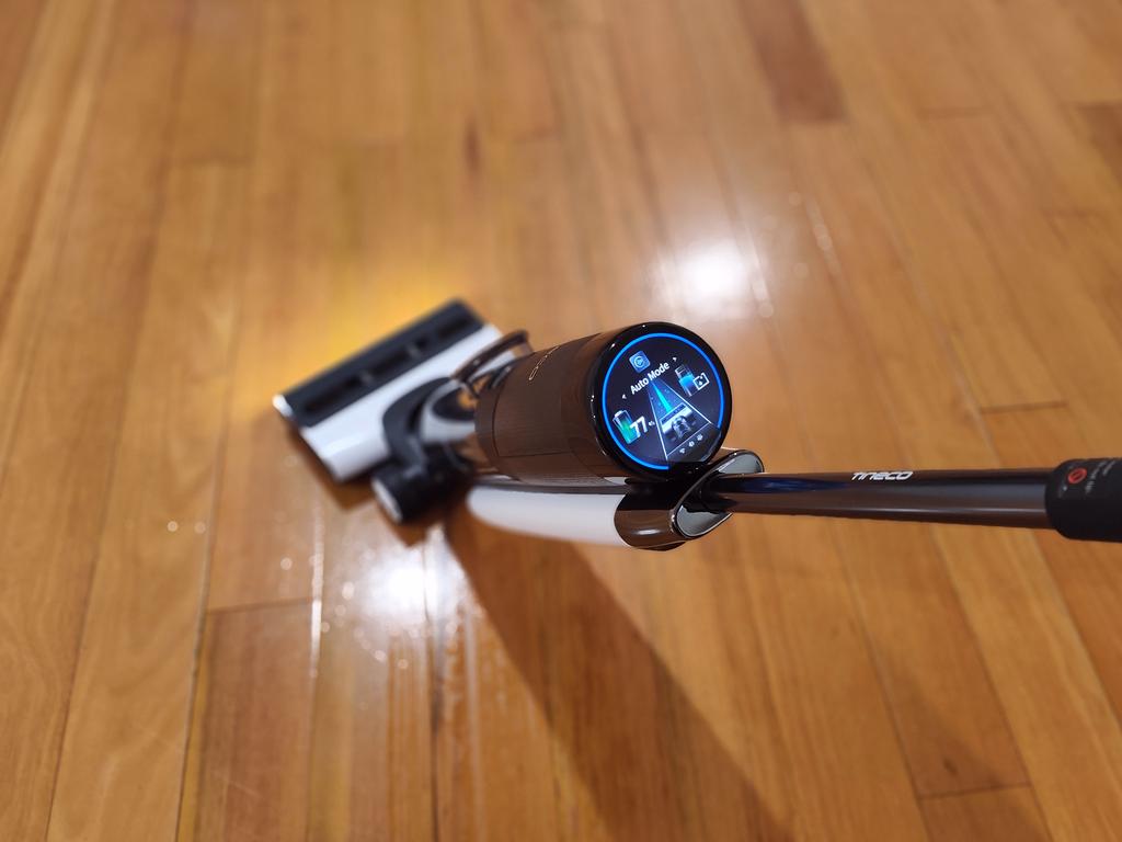 The new Tineco FLOOR ONE S7 Pro in action on my wooden floor.