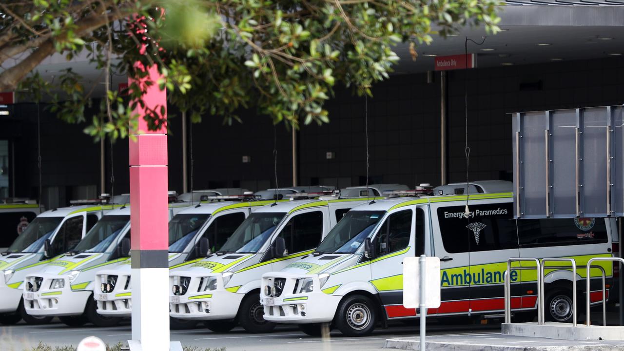 Ambulances at the Gold Coast University Hospital.