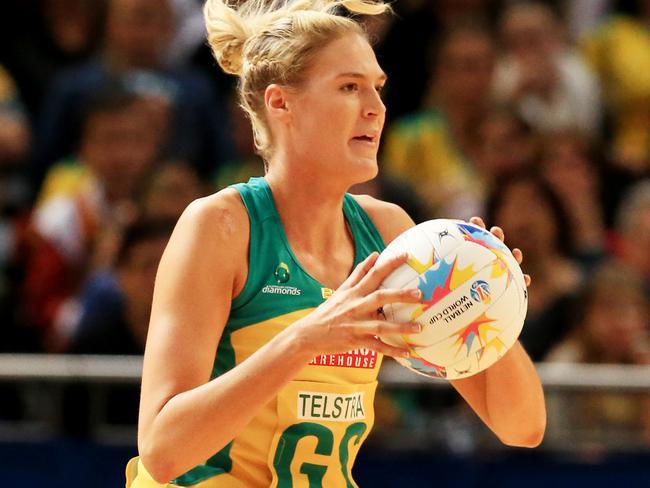 Caitlin Bassett in action for Australia during the Netball World Cup. Picture: Mark Evans