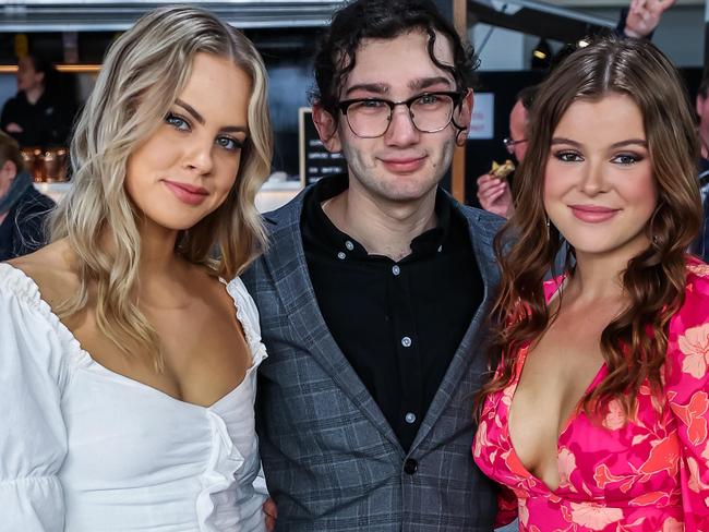 Harmony Wood, Laurence Bohn, Holly Street enjoying Melbourne Cup day at Morphettville on November 1st, 2022.Picture: Tom Huntley