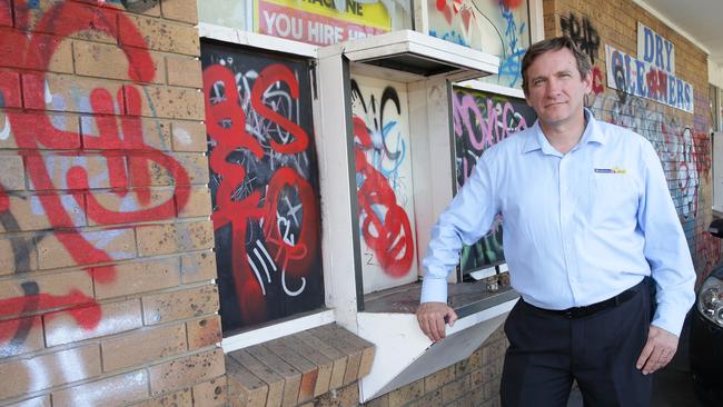 Blacktown Mayor Stephen Bali is passionate about deterring vandals in the region. He is pictured at the old McDonald’s at Emerton, which is abandoned.