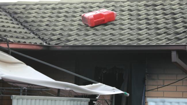 The burning jerry can somehow ended up on the roof. Picture: Tait Schmaal.