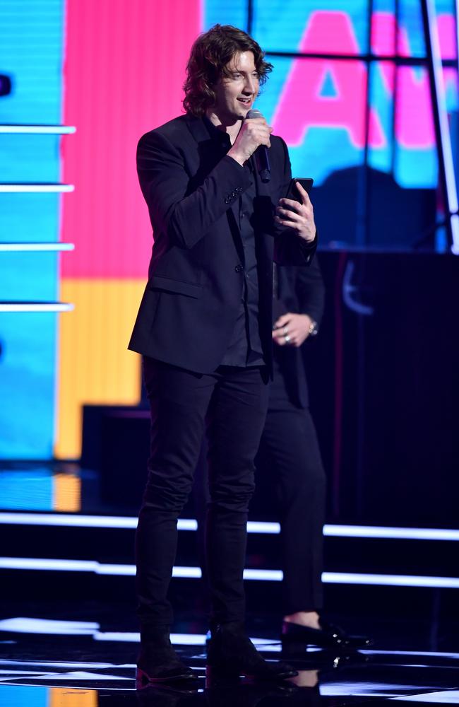 Dean Lewis accepts the ARIA Award for Best Video during the 32nd ARIA Awards at The Star, in Sydney, Wednesday, November 28, 2018. Picture: Joel Carrett/AAP