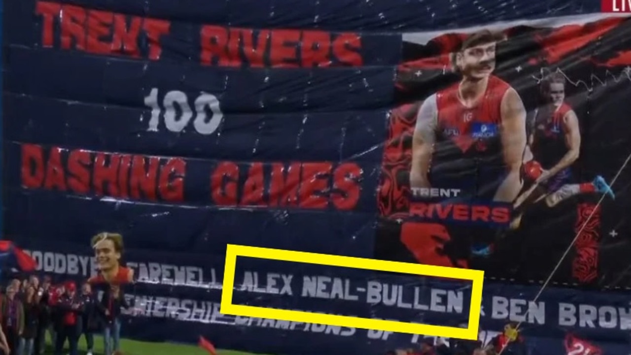 Demons called out over banner. Credit: Fox Footy