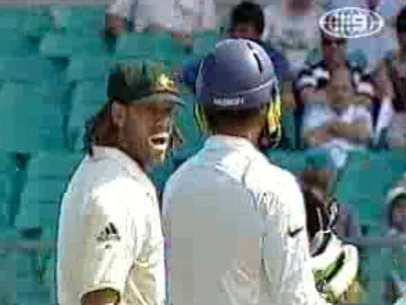 Andrew Symonds and Harbhajan Singh exchange words during the ‘Monkeygate’ incident at the SCG in 2008