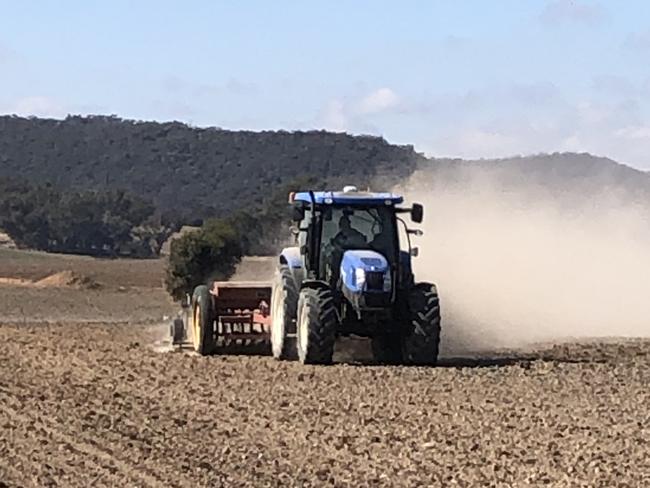 Dry times during winter sowing in the central west of NSW. Picture: Supplied