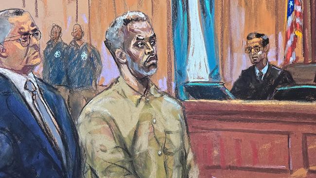 Diddy looks very different in this new courtroom sketch. REUTERS/Jane Rosenberg