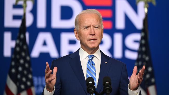 Democratic Presidential candidate Joe Biden speaks in Delaware on election day.