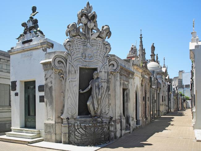 Recoleta Cemetery’s ornate mausoleums. Picture: Getty Images