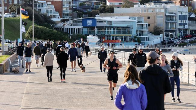 Exercisers were still out in force at Bondi on Saturday. Picture: Tim Hunter