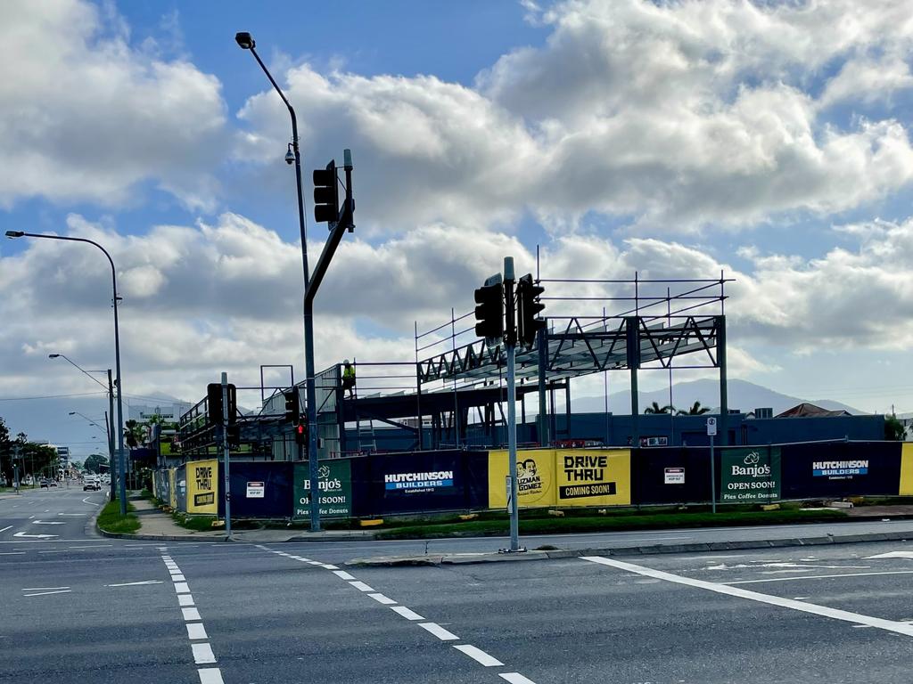 Guzman y Gomez and Banjos drive-through under construction on George Street in Rockhampton.