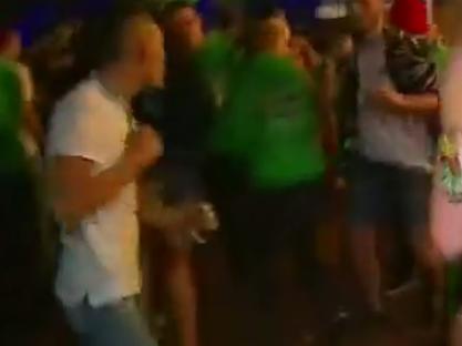 An 18-year-old man was arrested after he allegedly punched a woman in the face during schoolie celebrations in South Australia. Picture: Nine News