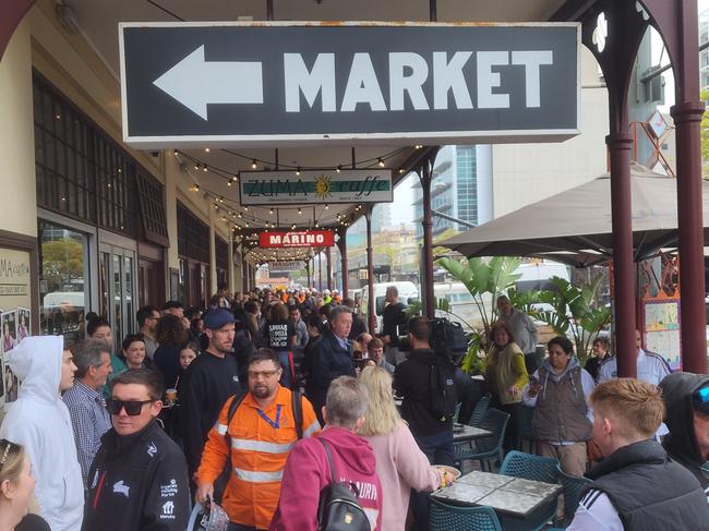 Shoppers evacuated from the  Central Markets because of small fire Picture: Brenton Edwards