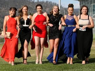 L to R: Hannah Klug, Annie Blackwell, Maddi Townsend, Marnie-Rose Kerruish, Laura Knowles and Ebony Blackwell at the St Mary's School formal at Tattersalls Park on Friday 28 November 2014