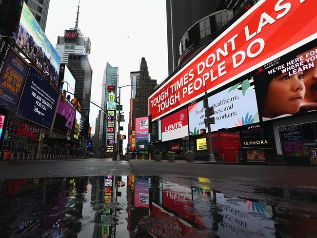 A view of a nearly empty Time Square in New York City. Picture: AFP