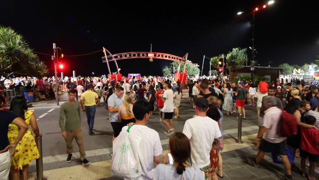 It was bustling at Surfers Paradise beach. Picture: NIGEL HALLETT