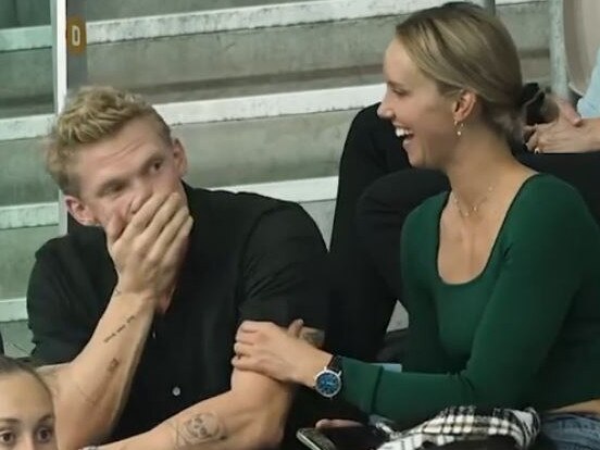 Swimmers Cody Simpson and Emma McKeon after Cody received a text telling him he made the Australian Team. Picture Instagram