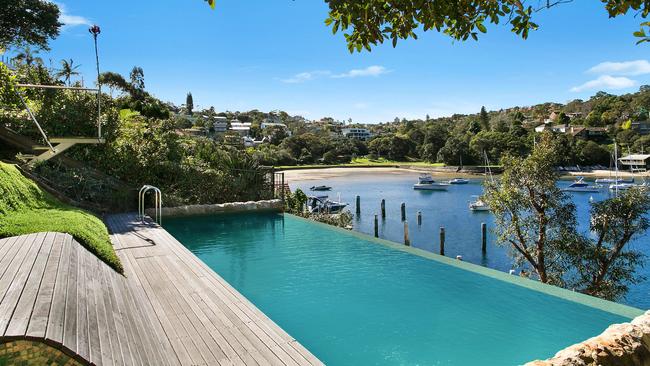 The pool overlooking the water.