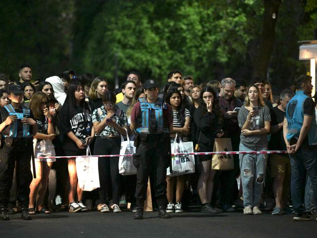 Liam Payne’s fans gathered near the hotel where he died in Buenos Aires. Picture: AFP