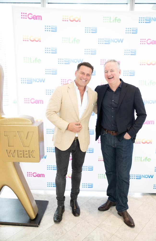 Former Nine CEO Hugh Marks poses with the network’s breakfast show host Karl Stefanovic.