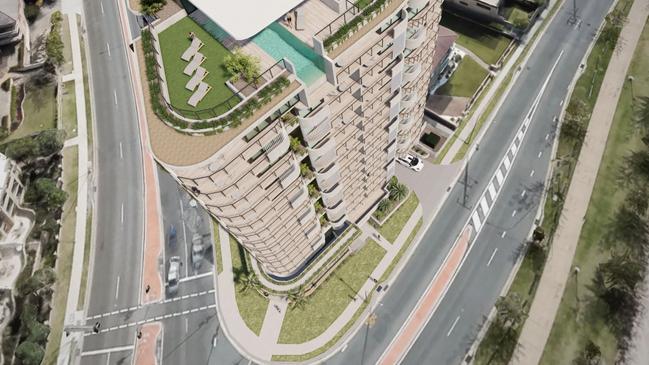 The tower’s rooftop with glass edge pool Picture: Supplied by Gold Coast City Council