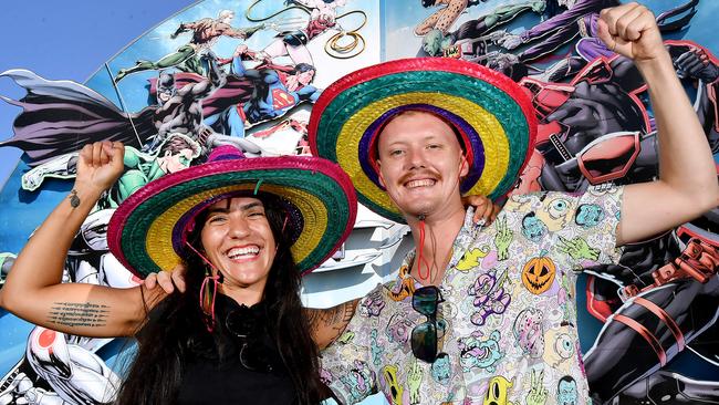 Analice Sacramento and Nathan Weller of Cairns.Families having a good time at Movieworld on the Gold Coast. Sunday December 31, 2023. Picture, John Gass