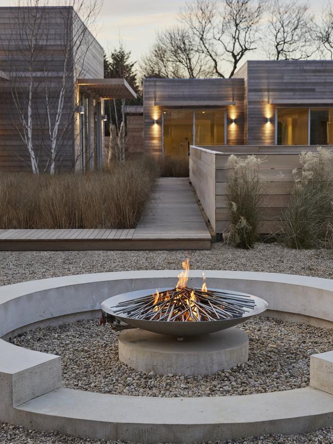 Fire pit at Shou Sugi Ban House. Picture: Fredrika Stjarne