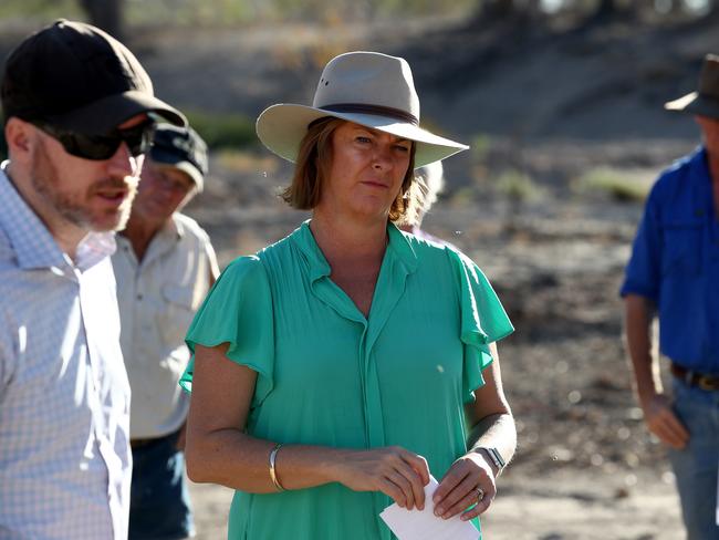 NSW Water Minister Melinda Pavey touring the lower Darling River. Picture: Toby Zerna