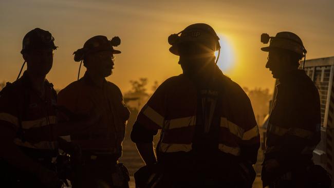 Workers at Grosvenor Mine last year.