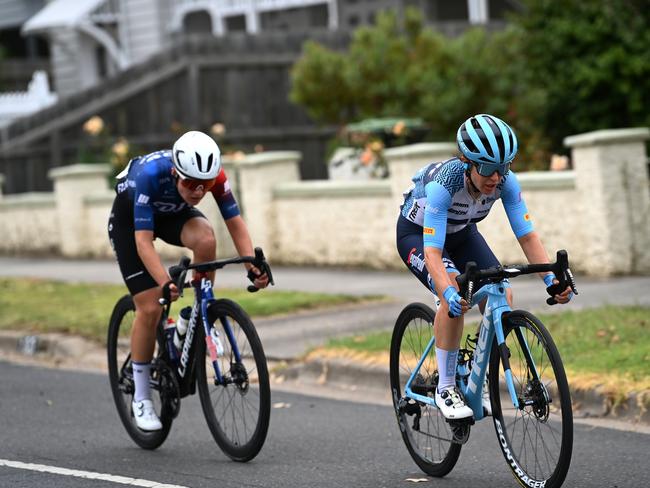 Loes Adegeest chased down Amanda Spratt for the victory at the Cadel Evans Great Ocean Road Race. Picture: Tim de Waele